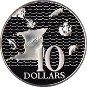 10 Dollars Silver Proof Issue, Trinidad and Tobago, 1976-1980 reverse image