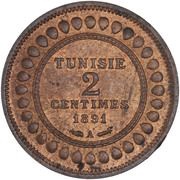 2 Centimes - Ali III reverse image