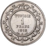 1 Franc - Muhammad V, Tunisia, 1907-1921 reverse image