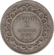 2 Francs - Ali III, Tunisia, 1891-1902 reverse image
