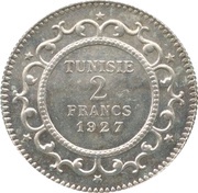 2 Francs - Muhammad VI, Tunisia, 1922-1927 reverse image