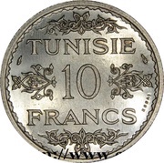 10 Francs - Ahmad II Essai, Tunisia, 1935 reverse image