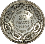 20 Francs - Ahmad II Essai, Tunisia, 1939 reverse image