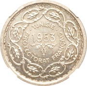 20 Francs - Muhammad VIII, Tunisia, 1945-1955 reverse image