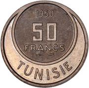 50 Francs - Muhammad VIII Essai, Tunisia, 1950 reverse image