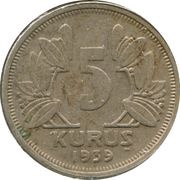 5 Kuruş, Turkey, 1935-1943 reverse image