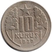 10 Kuruş, Turkey, 1935-1940 reverse image