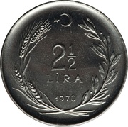 2½ Lira FAO, Turkey, 1970 reverse image