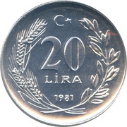 20 Lira FAO, Turkey, 1981 reverse image