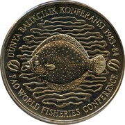 500 Lira FAO World Fisheries Conference, Turkey, 1984 reverse image