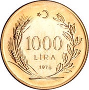 1000 Lira, Turkey, 1978 reverse image