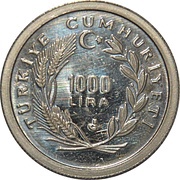 1000 Lira Peace reverse image