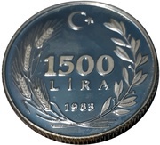 1500 Lira World Food Day, Turkey, 1983 reverse image