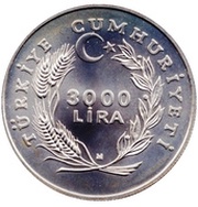 3000 Lira International Year of Disabled Persons obverse image