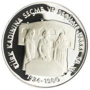 5000 Lira Women's Suffrage, Turkey, 1984 reverse image