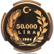 50 000 Lira U.N. Decade for Woman reverse image