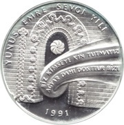 50 000 Lira Yunus Emre, Turkey, 1991 reverse image