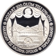 50 000 Lira Mozart, Turkey, 1991 reverse image