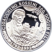 50 000 Lira Rossini, Turkey, 1992 reverse image