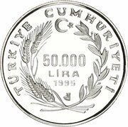 50 000 Lira Swimming sea turtle obverse image