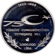 3 000 000 Lira Treaty of Lausanne obverse image