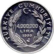 4 000 000 Lira Atatürk obverse image