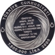 7 500 000 Lira Turkish European Union Candidacy obverse image