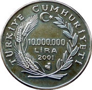 10 000 000 Lira 2002 Olympics-Skier obverse image