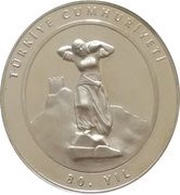 20 000 000 Lira 80th anniversary of Republic of Turkey reverse image