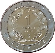 1 Kuruş African darter bird obverse image
