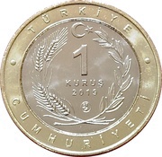 1 Kuruş Eurasian collared dove obverse image