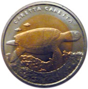 1 Lira Loggerhead Sea Turtle, Turkey, 2009 reverse image