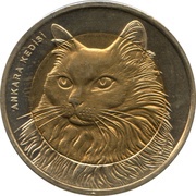 1 Lira Turkish Angora Cat, Turkey, 2010 reverse image