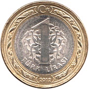 1 Lira Court of Accounts, Turkey, 2012 reverse image