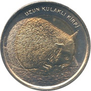 1 Lira Long-eared Hedgehog, Turkey, 2014 reverse image