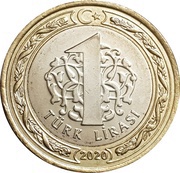 1 Lira Grand Hagia Sophia Mosque, Turkey, 2020 reverse image