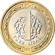 1 Lira Gaziantep, Turkey, 2021 reverse image