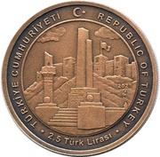 2,5 Lira 100th Anniversary of Gaziantep obverse image