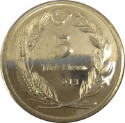 5 Lira, Turkey, 2011-2013 reverse image