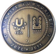 20 Lira Winter Universiade - Skiing obverse image