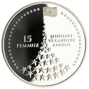 20 Lira In memory of 15th July martyrs and veterans, Turkey, 2016 reverse image