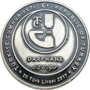 20 Lira 550th Anniversary of Turkish Mint obverse image