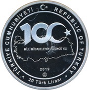 20 Lira 100th anniversary of Ataturk's departure to Samsun obverse image