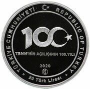 20 Lira 100th Anniversary of Turkish Grand National Assembly obverse image