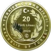 20 Lira Grand Hagia Sophia Mosque; gold plated obverse image