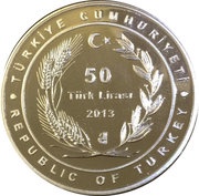 50 Lira 90th Anniversary of the Republic obverse image