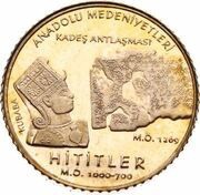 100 Lira Hittites, Turkey, 2009 reverse image