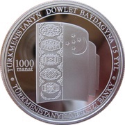 1000 Manat 15 years of the Turkmenistan Flag obverse image