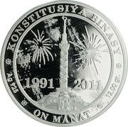 10 Manat Monument of the Constitution, Turkmenistan, 2011 reverse image