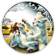 50 Cents - Elizabeth II White Lion Cubs reverse image